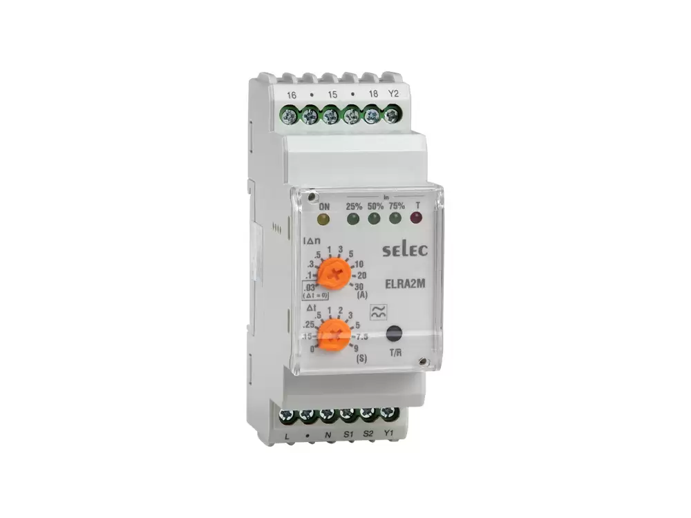 Selec ELRA2M2-2-230V-CE,Analog Earth Leakage Relay, 2M,Measures leakage current from 30mA to 30A in 1  3 systems,Trip Relay 1 SPDT relay,LED indication to show leakage level in system,Auxilia
