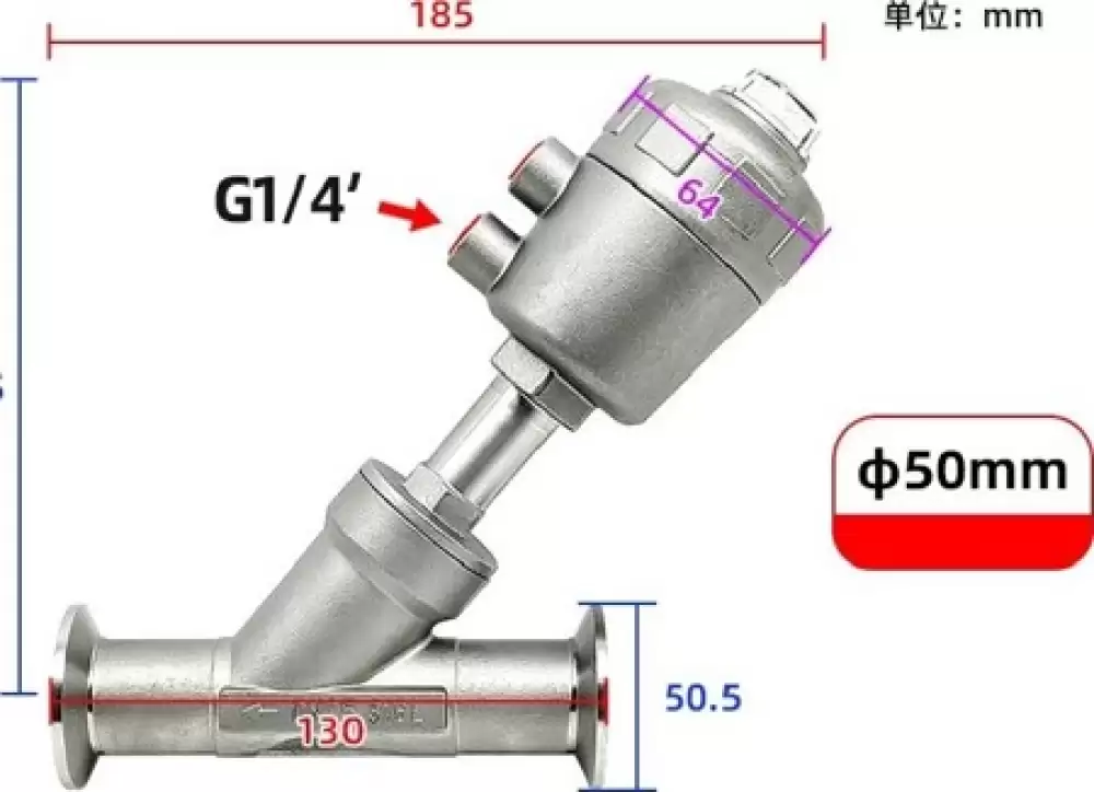 ANGLE SEAT VALVE G14-50MM STEEL HEAD DN20-50MM-SH