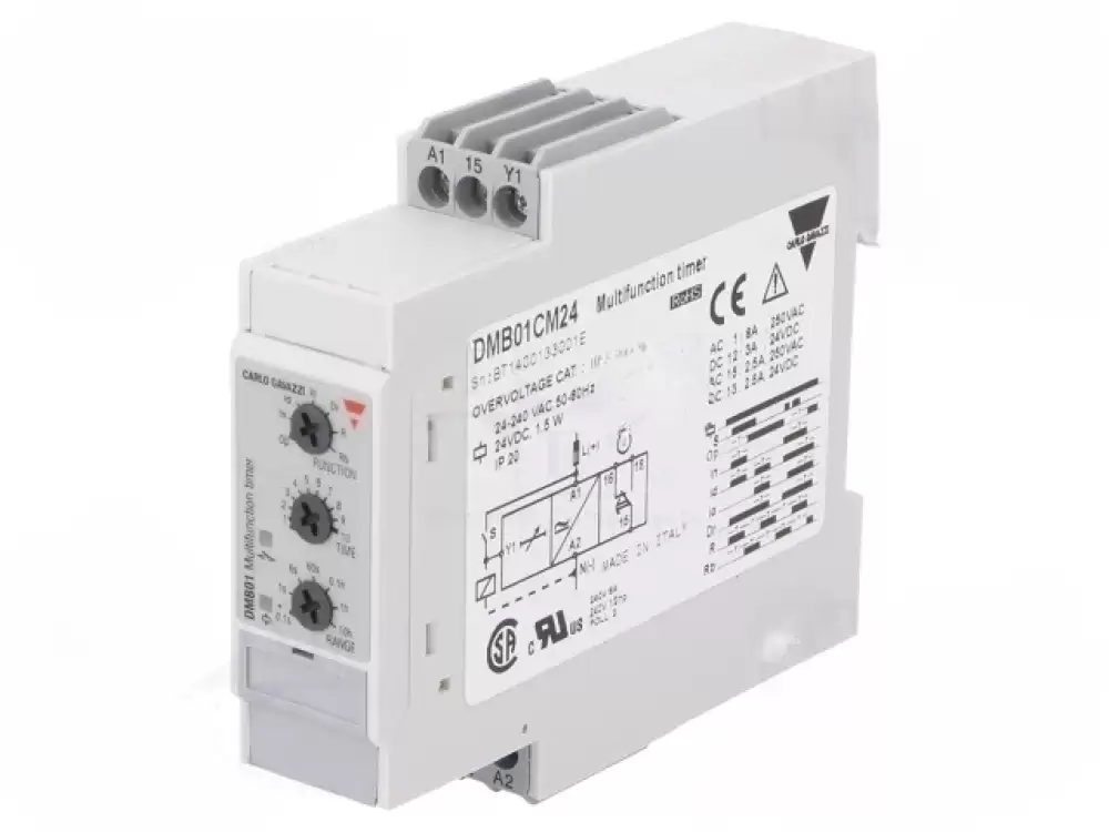 DMB01DM24- CARLO GAVAZZI Timer 0,1s100h DPDT 250VAC8A,24VDC5A Usup 24240VAC IP20