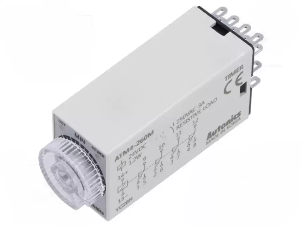 AUTONICS-ATM4-260M Timer 660min 4PDT,relay 250VAC3A,24VDC3A Usup 24VDC