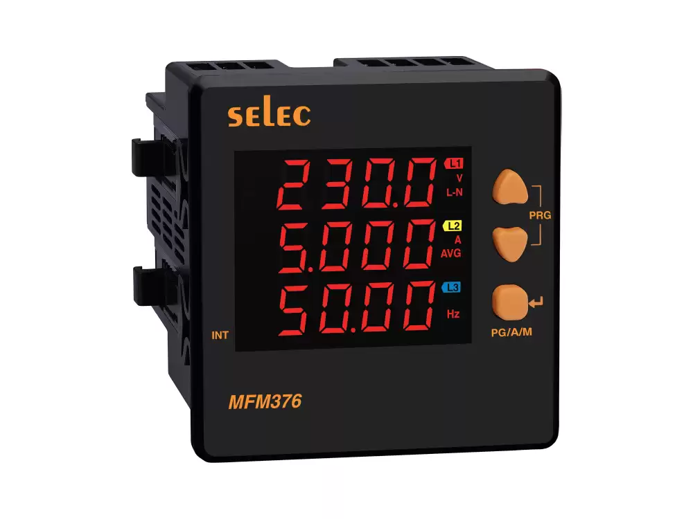Selec MFM376 Multifunction Meter,11 to 300V L-N, 19 to 519V L-L measurement,,RS485 Communication MODBUS RTU