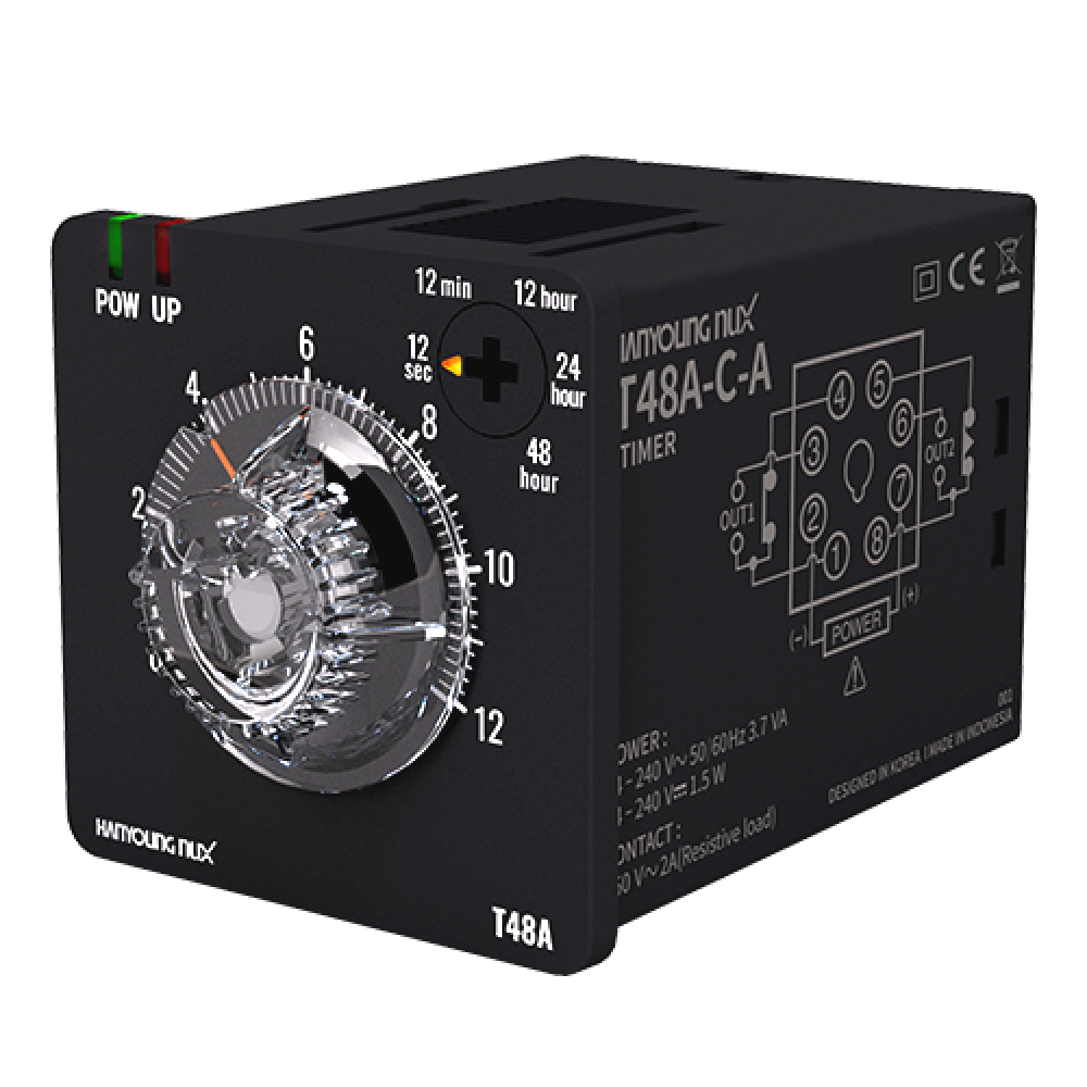 Hanyoung Nux T48N-01A Analog Timer with Multi-Range Time Settings